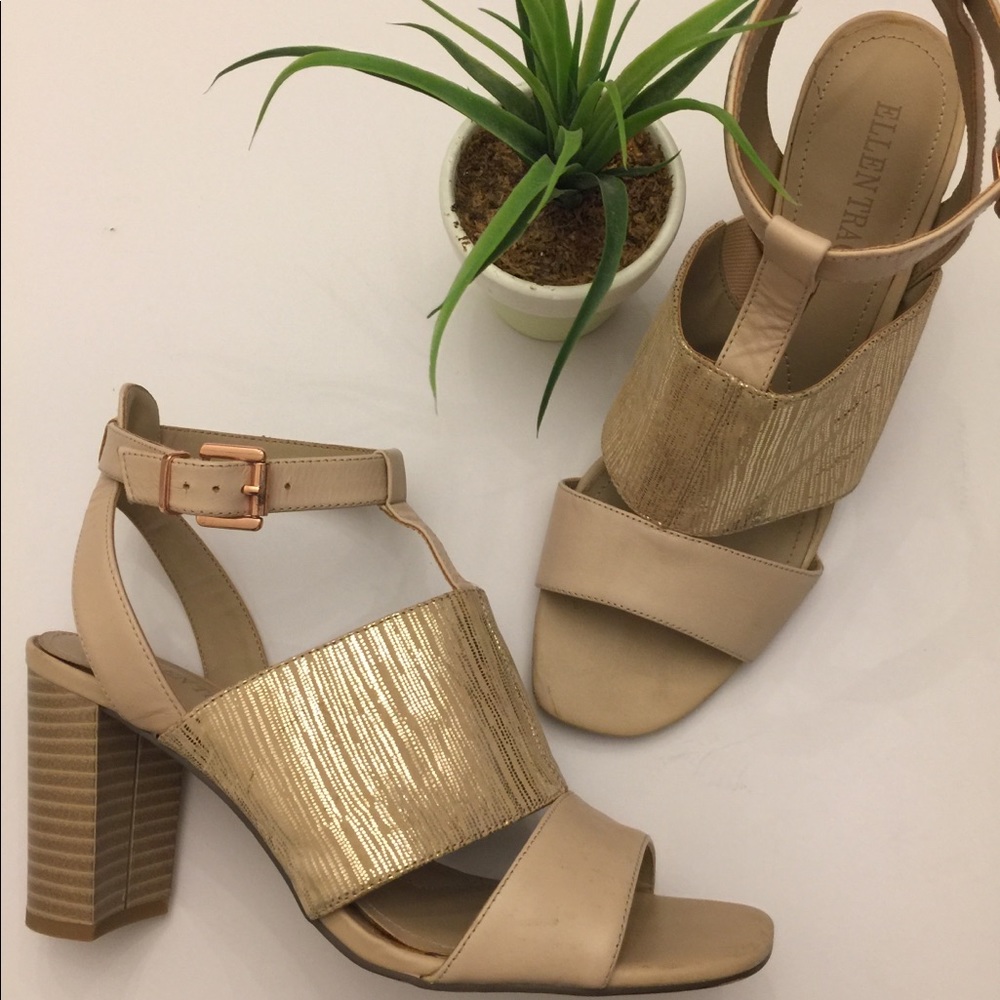 Ellen Tracy🌷Cream Sandal Heels Sz7.5 - Picture 1 of 8